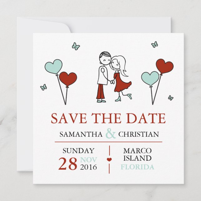 Save The Date Mariage de mariée et de chambre Enregistrer la dat (Devant)