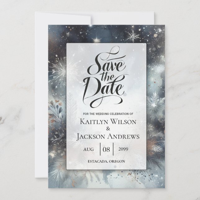 Save The Date Mariage de minuit d'hiver céleste (Devant)