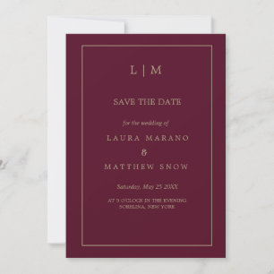 Save The Date Mariage de monogramme officiel de Bourgogne simple