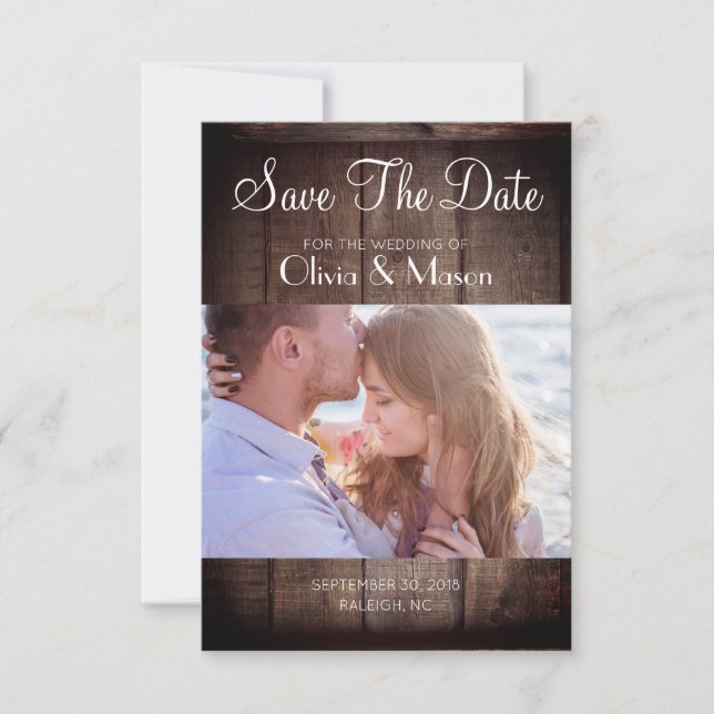 Save The Date Mariage de palette en bois rustique - Enregistrer  (Devant)