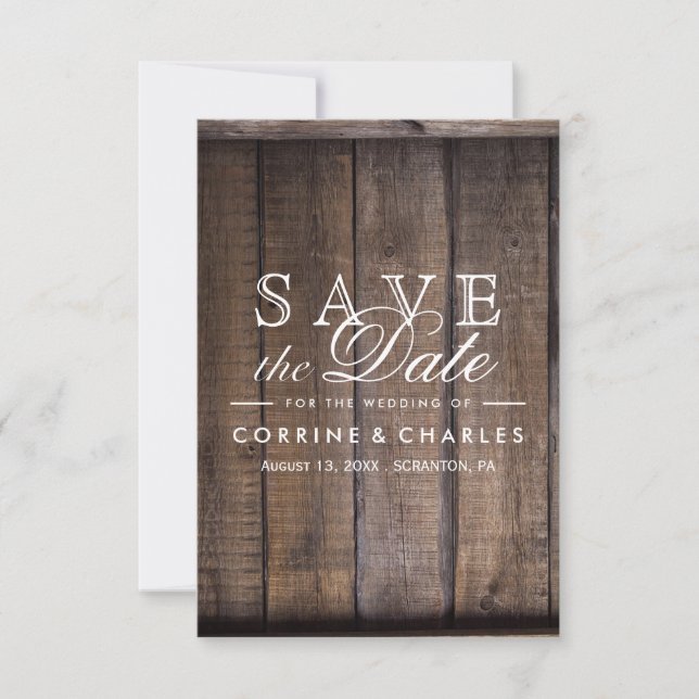 Save The Date Mariage de palette en bois rustique - Enregistrer  (Devant)