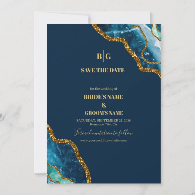 Save The Date Mariage de Parties scintillant de la géométrie de  (Dos)
