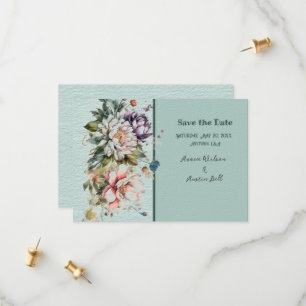 Save The Date Mariage de pelouse fleurie Aqua