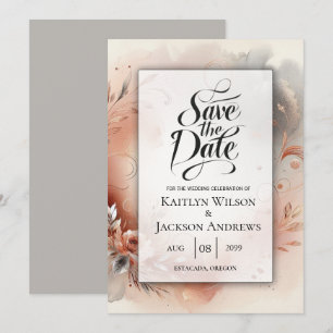 Save The Date Mariage de pétales et de torchis d'argent