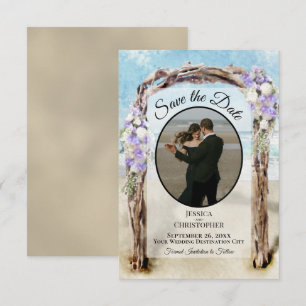 Save The Date Mariage de photo de tonnelle de plage à l'aquarell