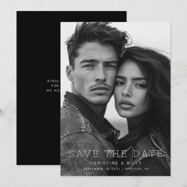 Save The Date Mariage de photo unique moderne Enregistrer la dat (Devant / Derrière)