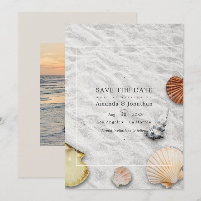 Save The Date Mariage de plage d'été Enregistrez la date (Devant / Derrière)