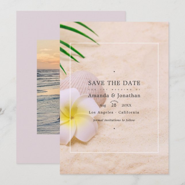 Save The Date Mariage de plage d'été Enregistrez la date (Devant / Derrière)