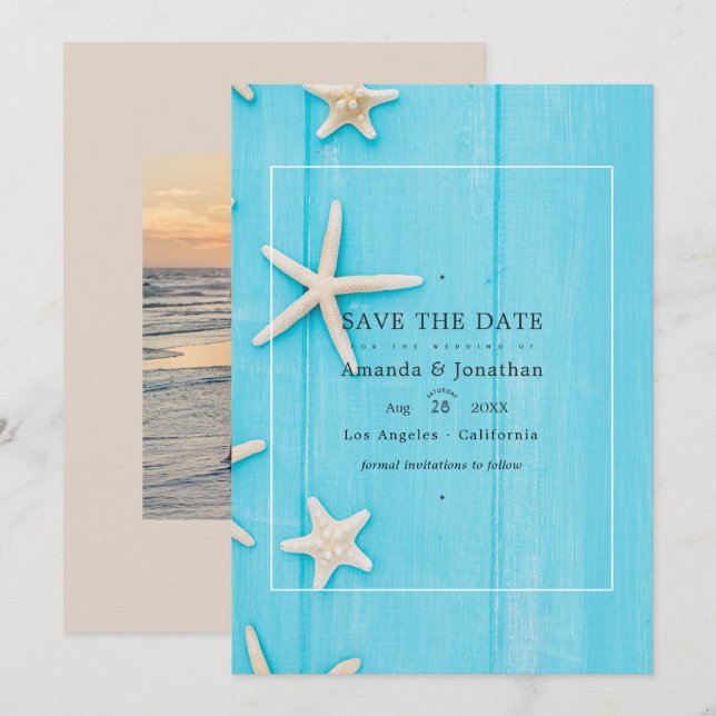 Save The Date Mariage de plage estival rustique (Devant / Derrière)