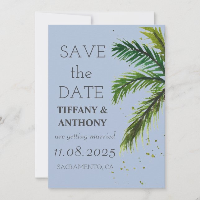 Save The Date Mariage de plage océanique d'été moderne (Devant)