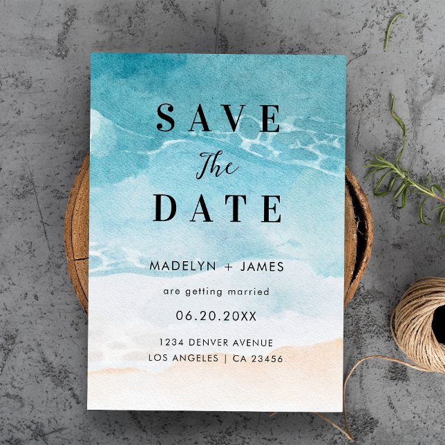 Save The Date Mariage de plage océanique moderne d'été (Modern Summer Ocean Beach Wedding Save The Date
)