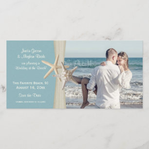 Save The Date Mariage de plage Starfish Bleu Enregistrer la date