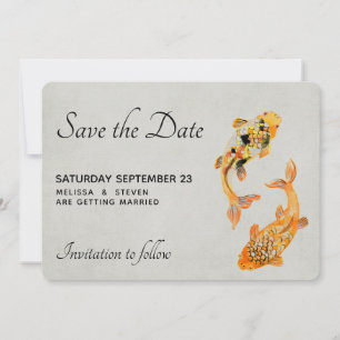 Save The Date Mariage de poisson Gold Koi élégant