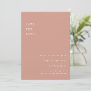 Save The Date Mariage de police Dusty Rétro minimal Rose