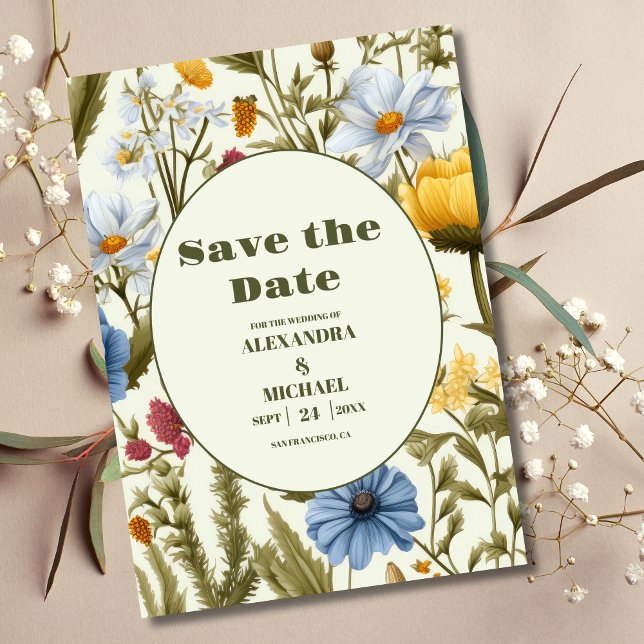 Save The Date Mariage de prairie Fleur sauvage lunaire (Créateur téléchargé)