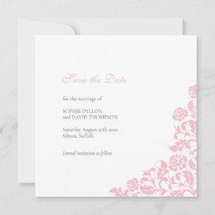 Save The Date Mariage de Rose de dentelle vintage rose