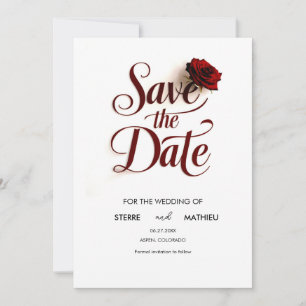 Save The Date Mariage de rose rouge modifiable