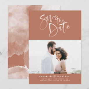 Save The Date Mariage de script d'aquarelle Terracotta