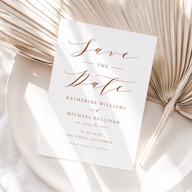 Save The Date Mariage de script de dainité minimaliste en terre  (Créateur téléchargé)