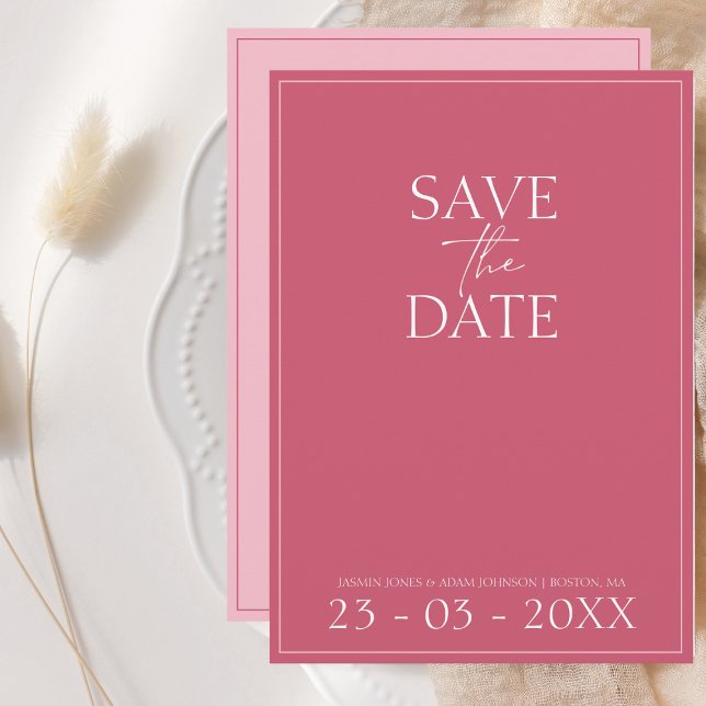 Save The Date Mariage de script Magenta rose minimal Enregistrer (Créateur téléchargé)