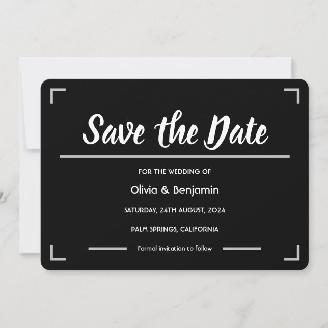 Save The Date Mariage de script manuscrit noir simple (Devant)