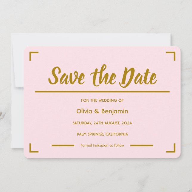 Save The Date Mariage de script manuscrit rose simple (Devant)