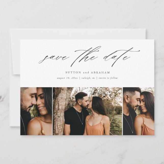 Save The Date Mariage de script minimum 3 photo (Devant)