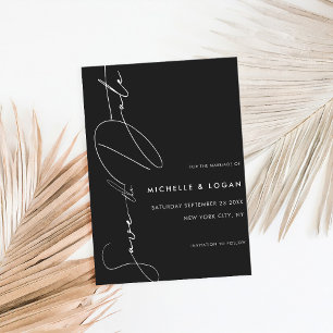 Save The Date Mariage de script moderne noir simple
