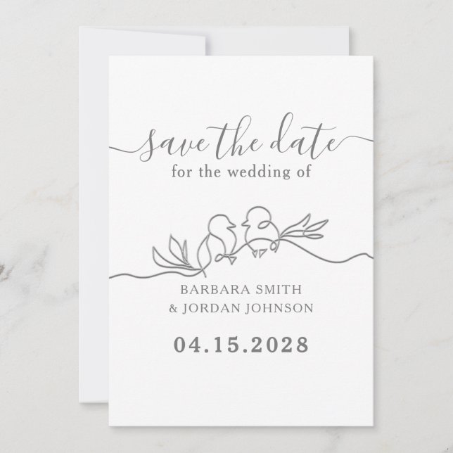 Save The Date Mariage de script moderne simple (Devant)