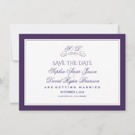 Save The Date Mariage de soirée à la frontière violet et blanc