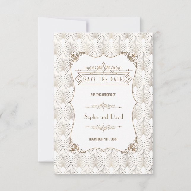 Save The Date Mariage de style Gatsby le Magnifique années 20 à  (Devant)