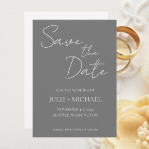Save The Date Mariage de style simple gris foncé