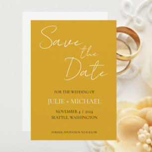 Save The Date Mariage de style simple jaune doré
