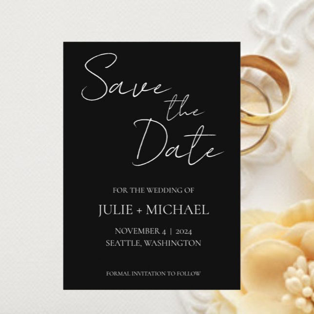 Save The Date Mariage de style simple noir (In Situ Wedding)