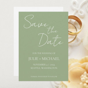 Save The Date Mariage de style simple Sage Green