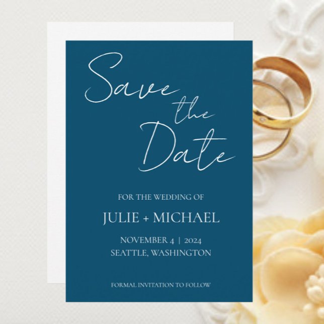 Save The Date Mariage de style turquoise bleu simple (In Situ Wedding)