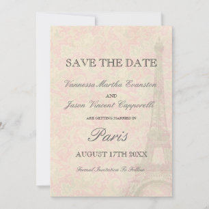 Save The Date Mariage de Style Vintage à Paris Enregistrez la Da