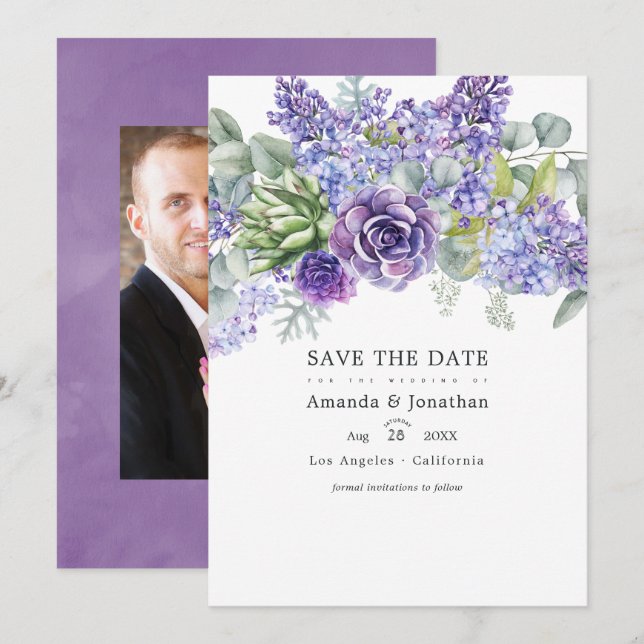 Save The Date Mariage de Succulentes de Eucalyptus Tropical en P (Devant / Derrière)