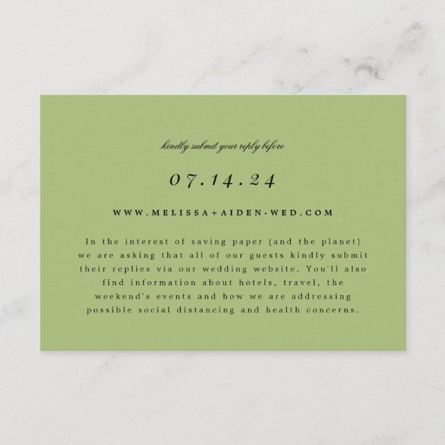 Save The Date Mariage de succursale simple RSVP en ligne et cart (Devant)