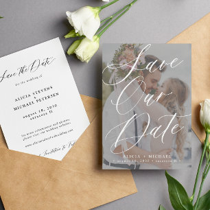 Save The Date Mariage de superposition de photo de script simple