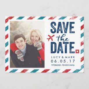 Save The Date Mariage de thème postal de destination   Enregistr