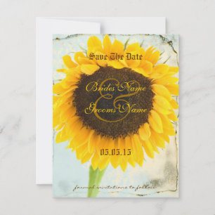Save The Date Mariage de tournesol en Damas désorganisé Sauvez l