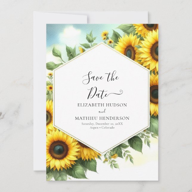 Save The Date Mariage de tournesol floral Whimsical (Devant)