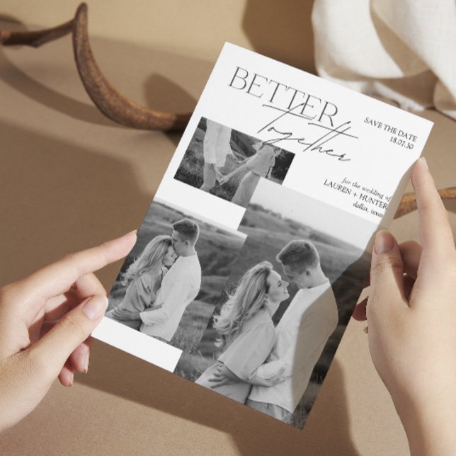 Save The Date Mariage de typographie moderne noir et blanc 3 (Créateur téléchargé)