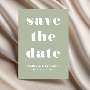 Save The Date Mariage de typographie moderne Sage Green