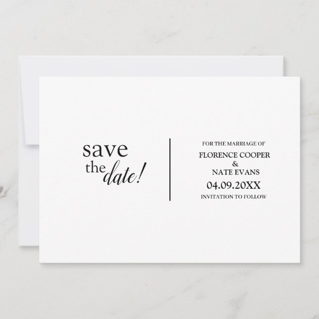 Save The Date Mariage de typographie moderne, simple (Devant)