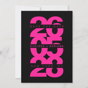 Save The Date Mariage de typographie noir rose gras