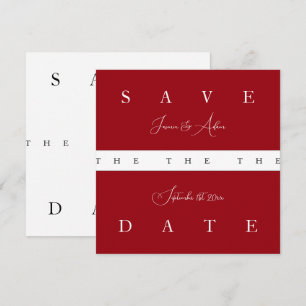 Save The Date Mariage de typographie simple en rouge blanc Crims