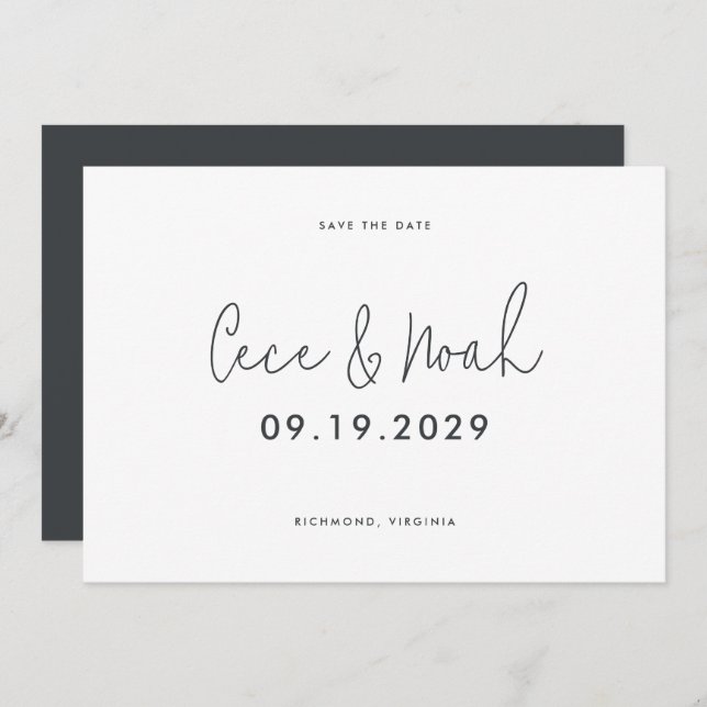 Save The Date Mariage de typographie simple et moderne élégant (Devant / Derrière)