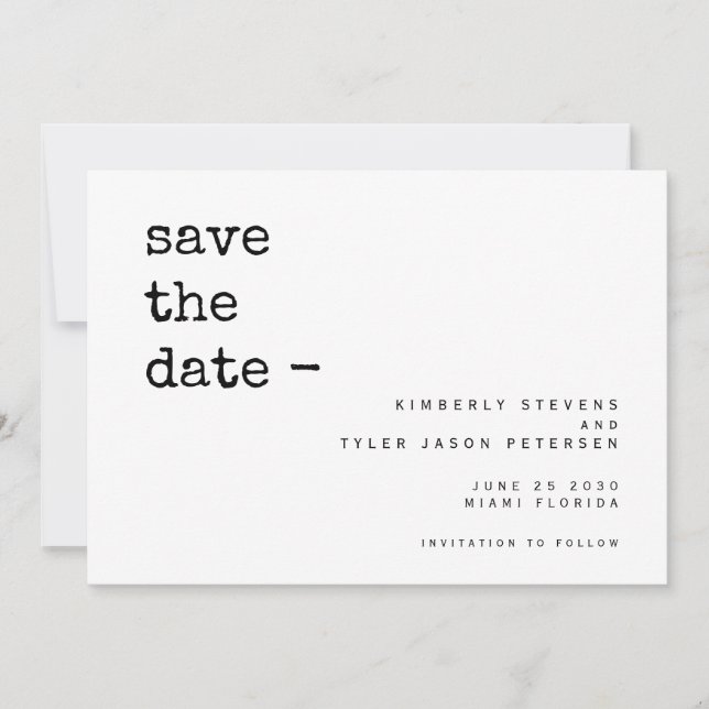 Save The Date Mariage de typographie simple moderne (Devant)